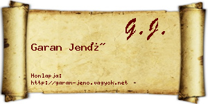 Garan Jenő névjegykártya